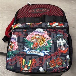 Ed Hardy Vibrant Black and Red Men's Backpack